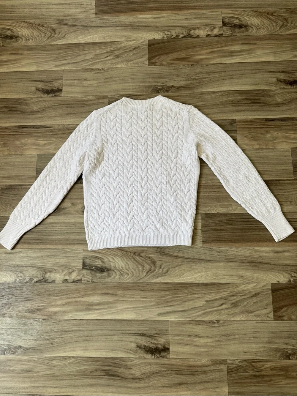 NWT J. Crew Diagonal Cable Knit Sweater in Salt Spray White Cotton Size Medium